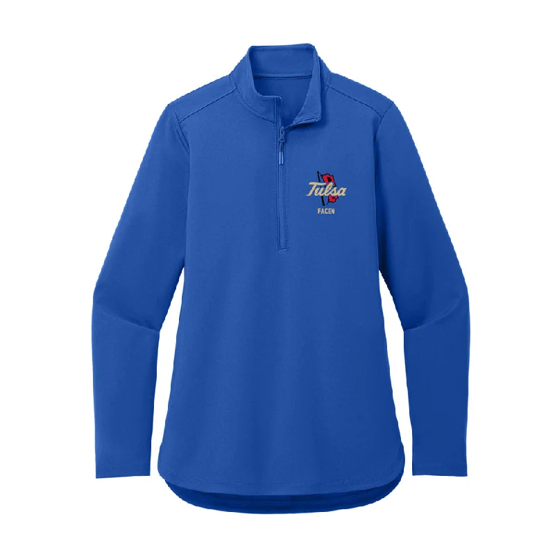 Tulsa - NCAA Women's Soccer : Aniya Facen - Women's Premium Quarter Zip Jacket Print Jacket Jacquard Jacket Patchwork Jacket