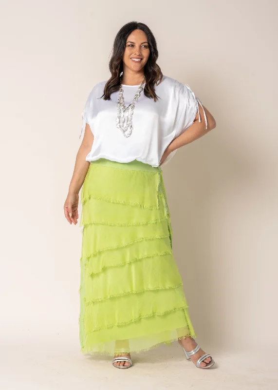 Fifi Silk Skirt in Lime Splice mini skirt trendy