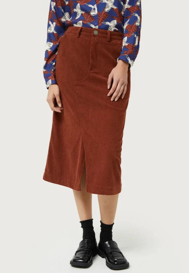 Marren Corduroy Midi Skirt corduroy skirt textured