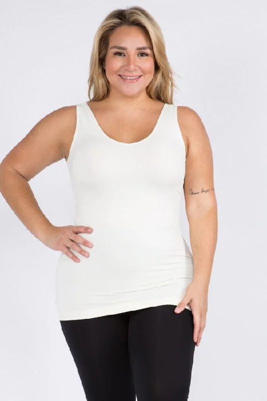 Yelete Reversible V / U Neck Seamless Tank in Ivory neon tank top