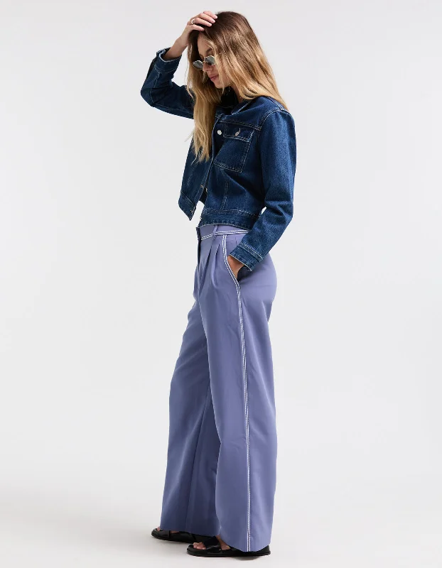 Dover Pant - Blue Trendy Wide-Legged Trousers