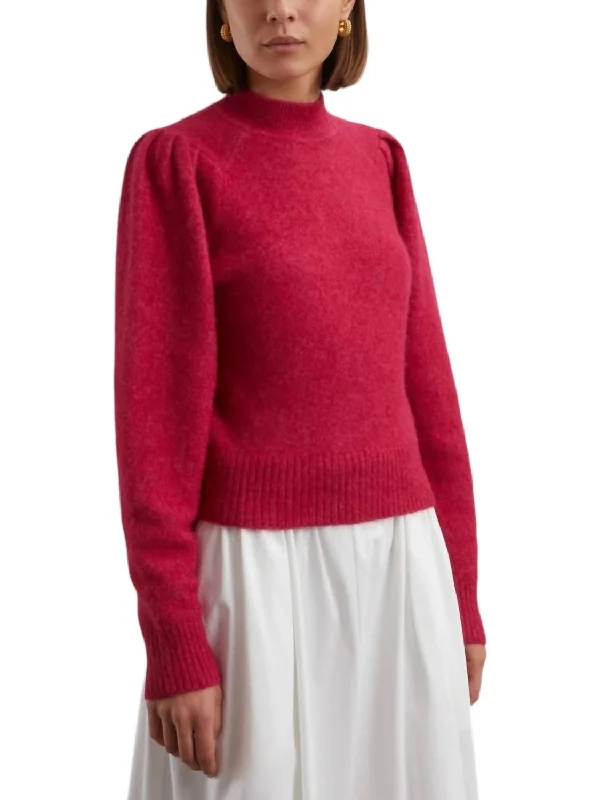 Onnie Sweater In Raspberry Beaded Sweater Sequined Faux Fur