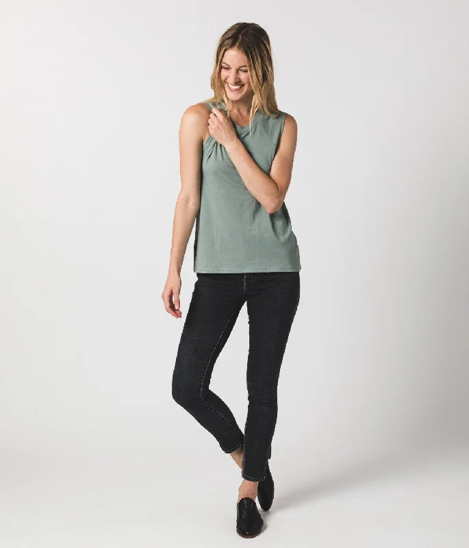 Women's Muscle Tank - Sage sheer tank top