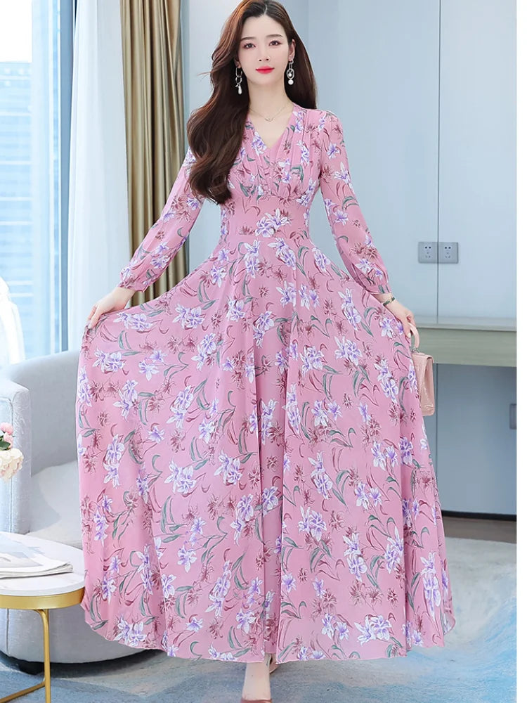 Korean Chiffon Long-Sleeved Large Swing Light Thin Breathable Lady Mid-Length Skirt L 488673 wool skirt warm