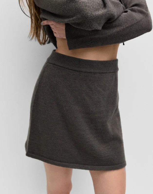 Tania Skirt in Olive Grey leather skirt refined