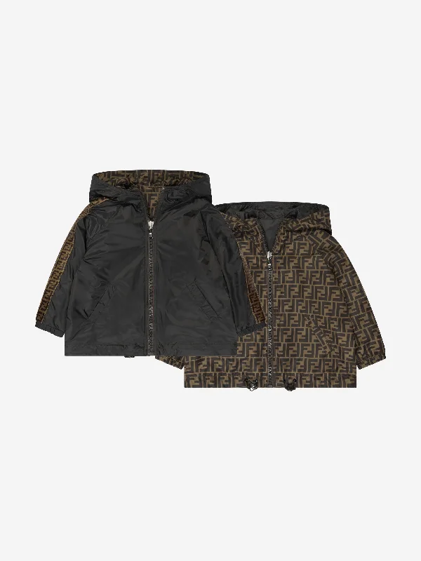 Fendi Kids Reversible FF K-Way Jacket in Black Print Jacket Jacquard Jacket Patchwork Jacket Fendi Kids Reversible FF K-Way Jacket in Black Print Jacket Jacquard Jacket Patchwork Jacket