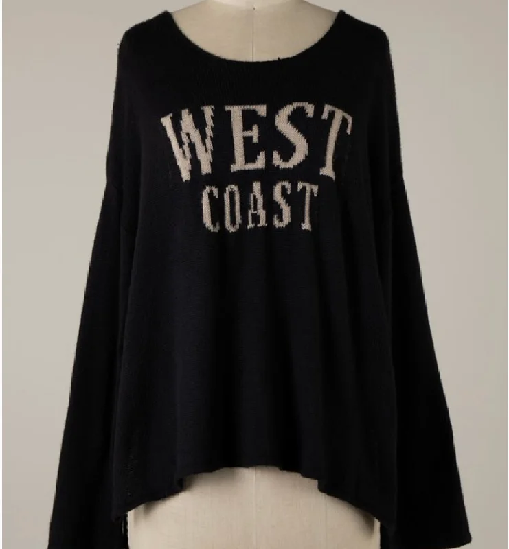 VH- West Coast Black Sweater Knit Fabric Woven Fabric Fleece Fabric