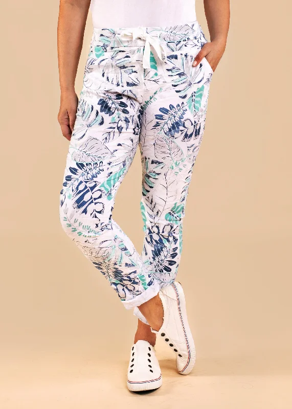 Jenny Pants in White High-Waist Trousers