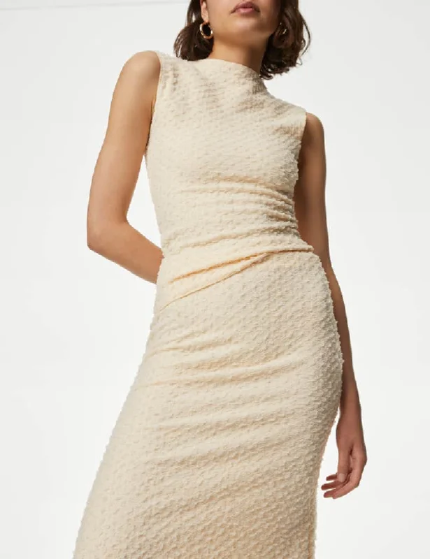 Textured A-Line Midi Skirt a-line skirt cut