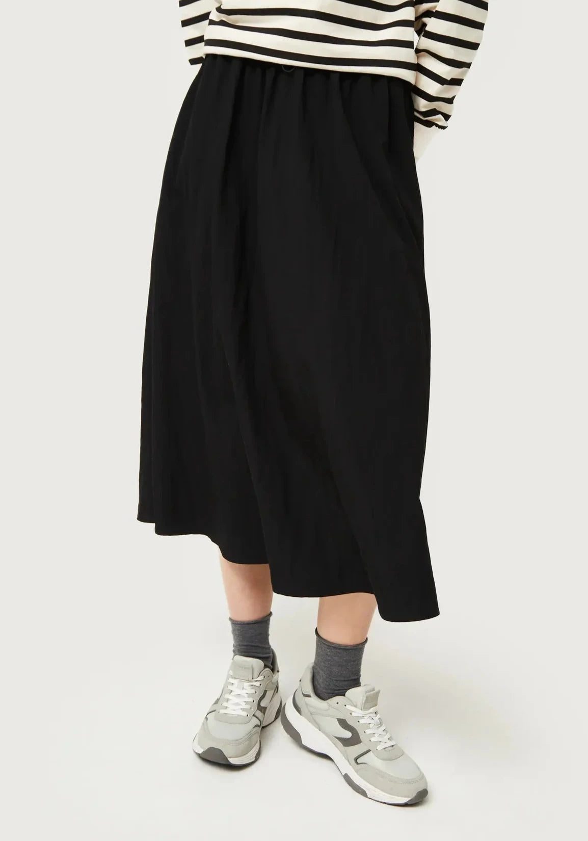 Ray Drawstring Midi Skirt in Black lace skirt feminine