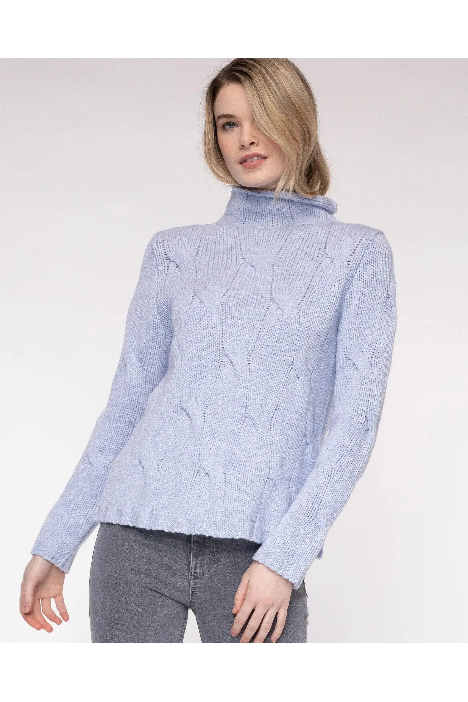 Camel Modern Cable Merino Wool Sweater Spandex Blend Rayon Blend Denim Blend