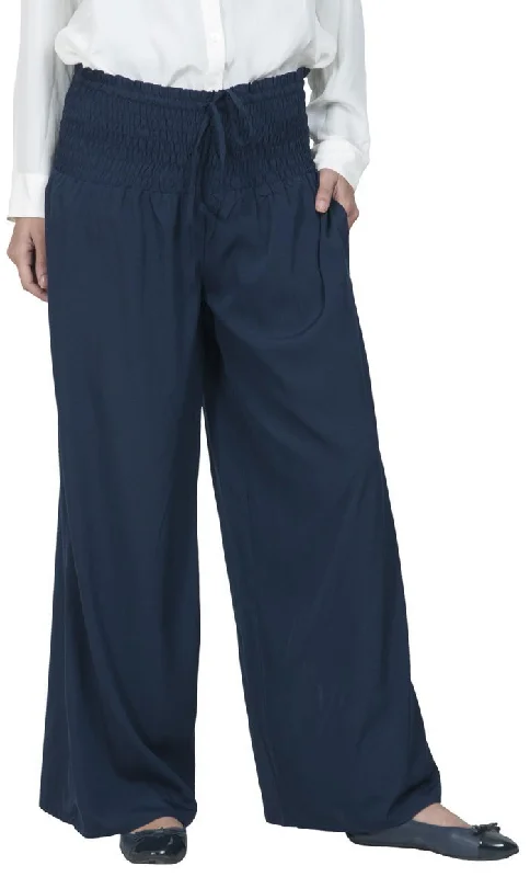 Wide Legged Smocked And Ruffled Women'S Pants Comfortable Jogging Pants