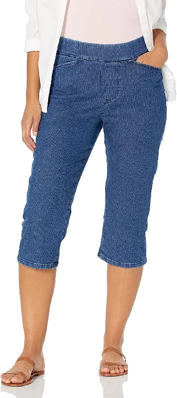 Chic Classic Collection Women's Easy-Fit Elastic Waist Pull-On Capri Pant Classic Chino Pants