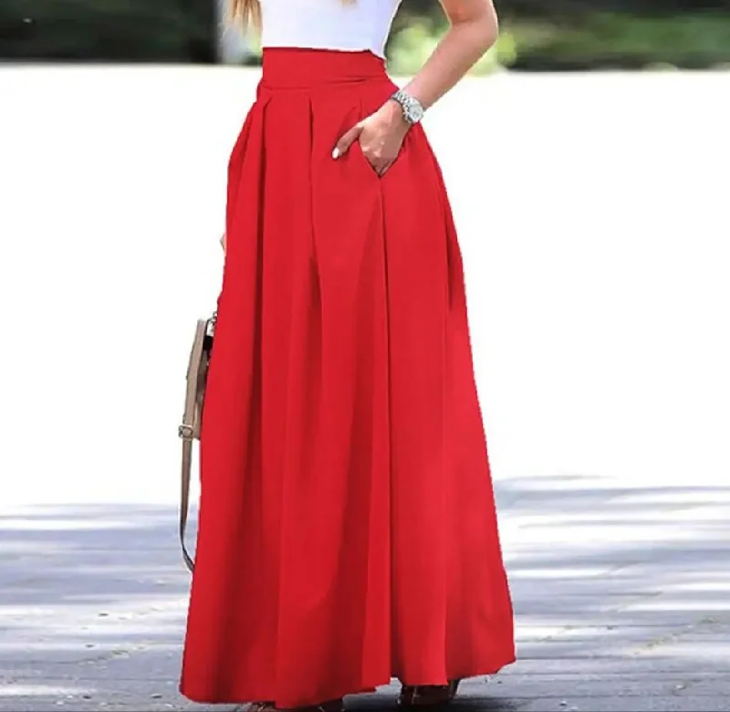 ZANZEA Women High Waist Pleated Skirt Loose Casual Solid Color Full Length Skirt S3558048 corduroy skirt durable ZANZEA Women High Waist Pleated Skirt Loose Casual Solid Color Full Length Skirt S3558048 corduroy skirt durable