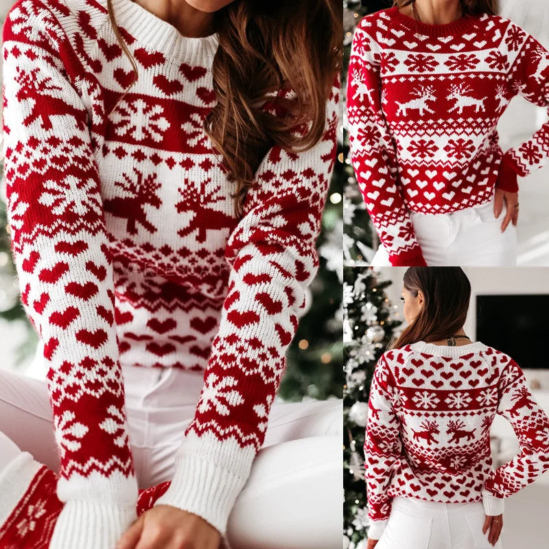 Wholesale Autumn/winter Knitted Christmas Elk Long-sleeved Knitted Sweater Anti-Pilling Anti-Shrink Durable Wholesale Autumn/winter Knitted Christmas Elk Long-sleeved Knitted Sweater Anti-Pilling Anti-Shrink Durable