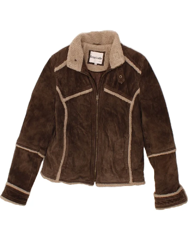 VINTAGE Womens Suede Jacket UK 12 Medium Brown Leather Quilted Jacket Puffer Jacket Insulated Jacket VINTAGE Womens Suede Jacket UK 12 Medium Brown Leather Quilted Jacket Puffer Jacket Insulated Jacket