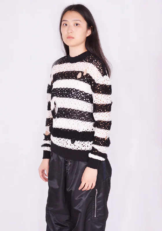 LIBERAL YOUTH MINISTRY LYM05N001 STRIPES KNIT SWEATER KNIT BLACK/WHITE Spandex Blend Rayon Blend Denim Blend