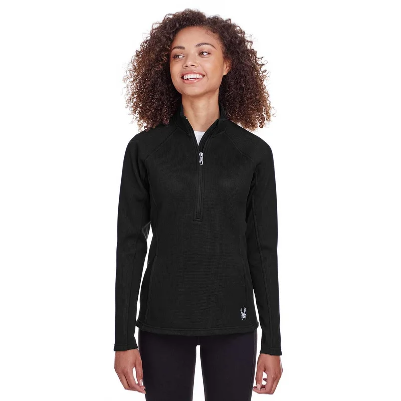 Spyder Women's Black/Black Constant Half-Zip Sweater Transparent Opaque Sheer