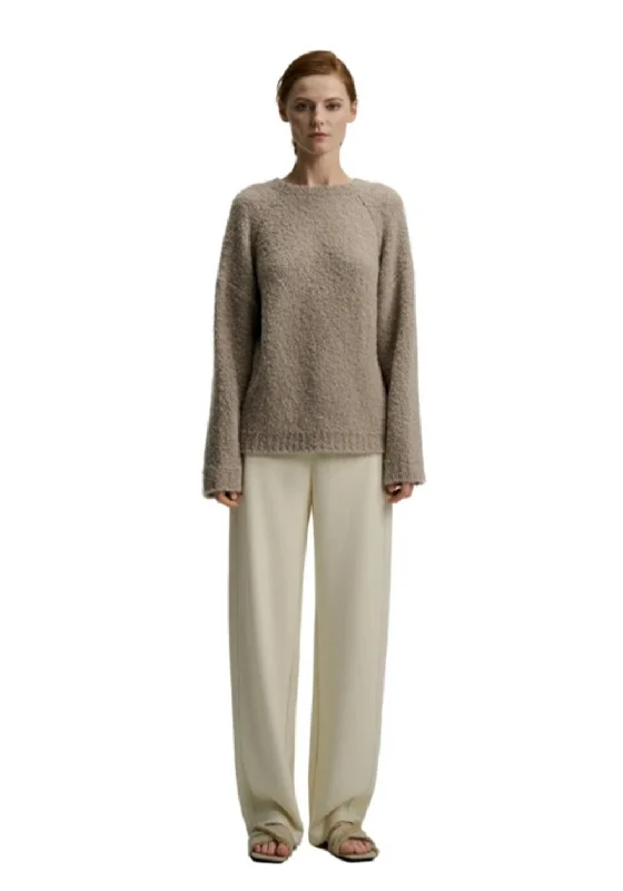 Camel Hair Blended Round Neck Sweater Nylon Fabric Polyester Fabric Spandex Fabric