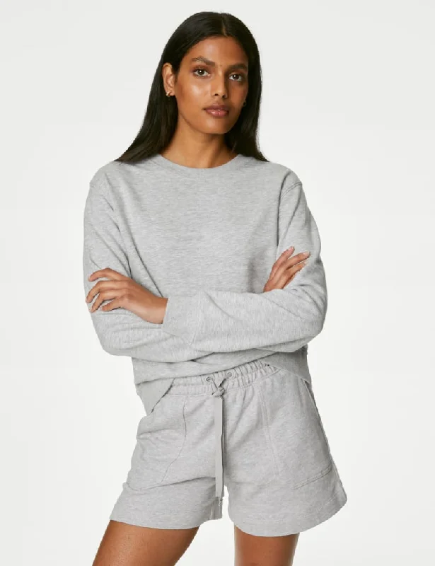 Cotton Rich Sweatshirt Hoodie with Relaxed Fit Easy Casual