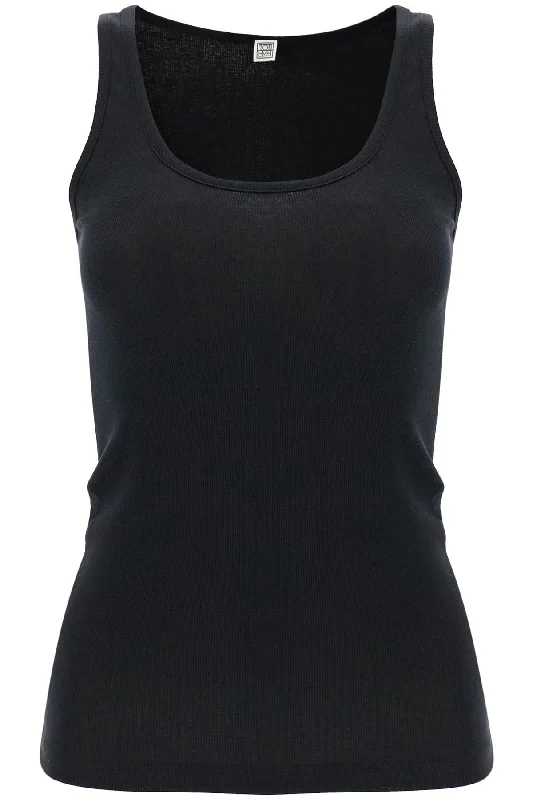 ribbed tank top with spaghetti 241 WRT1053 FB0094 BLACK lemon yellow tank