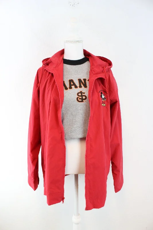 Vintage Red Disney World Jacket (L) Denim Fabric Leather Fabric Suede Fabric