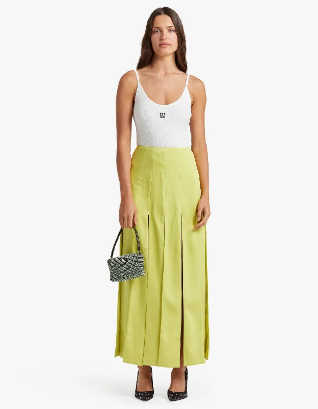 Kenzie Skirt - Chartreuse a-line skirt cut