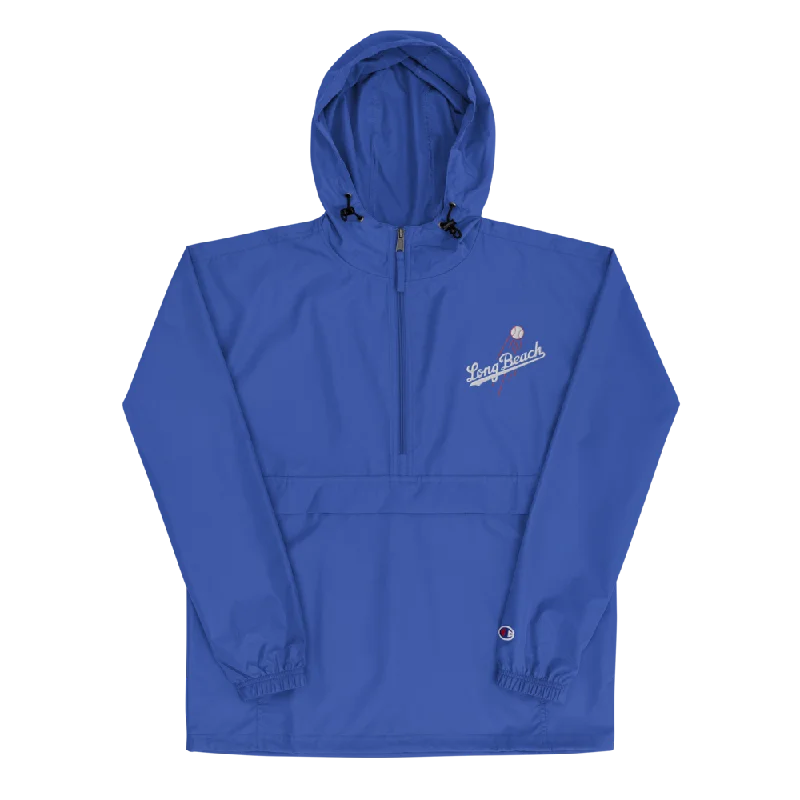 Blue Crew | Embroidered Champion Brand Packable Jacket Toggled Jacket Drawstring Jacket Belted Jacket