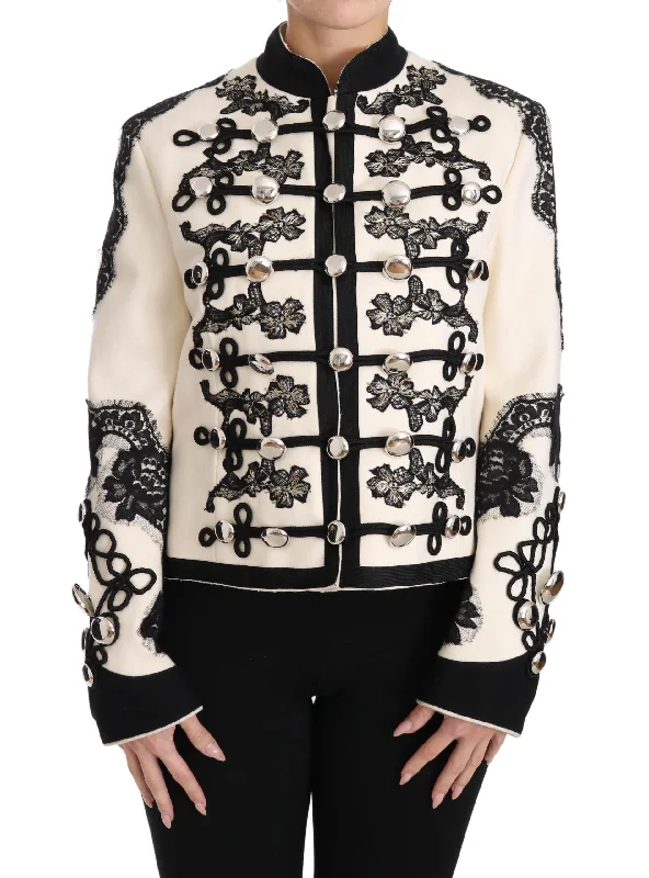 Dolce & Gabbana Women's Lace Trim Military Jacket Print Jacket Jacquard Jacket Embroidered Jacket Dolce & Gabbana Women's Lace Trim Military Jacket Print Jacket Jacquard Jacket Embroidered Jacket
