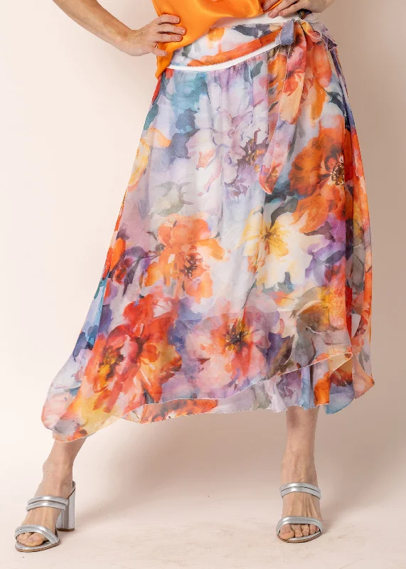 Linn Silk Skirt in Sunset Orange vintage skirt charm