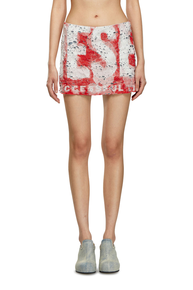 Short camo skirt with destroyed logo layer velvet skirt luxury