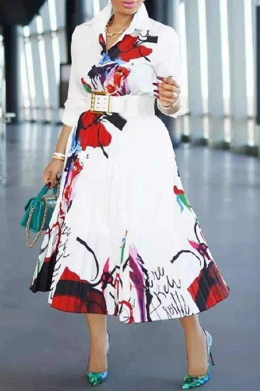 Fashion Geometric Print Dress (No Belt) Tunics Fashionable chic