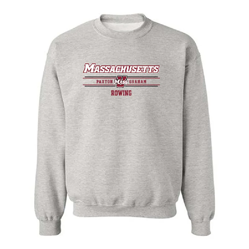 UMass - NCAA Women's Rowing : Paxton Graham - Classic Fashion Shersey Crewneck Sweatshirt Hoodie with Slit Hem Functional Movement UMass - NCAA Women's Rowing : Paxton Graham - Classic Fashion Shersey Crewneck Sweatshirt Hoodie with Slit Hem Functional Movement