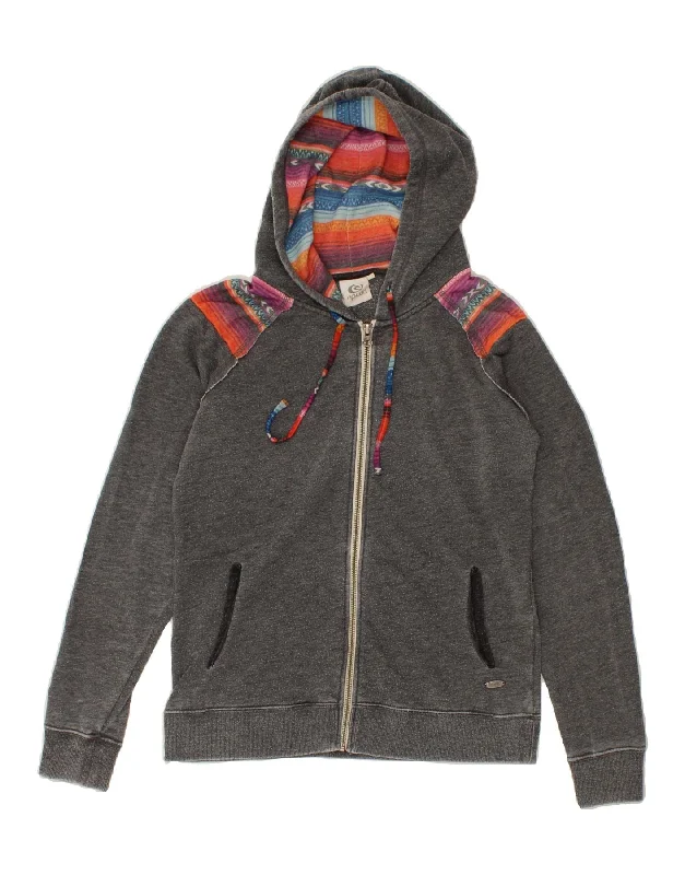 RIP CURL Womens Zip Hoodie Sweater UK 10 Small Grey Flecked Polyester Terry Terry Cloth Terry Knit RIP CURL Womens Zip Hoodie Sweater UK 10 Small Grey Flecked Polyester Terry Terry Cloth Terry Knit
