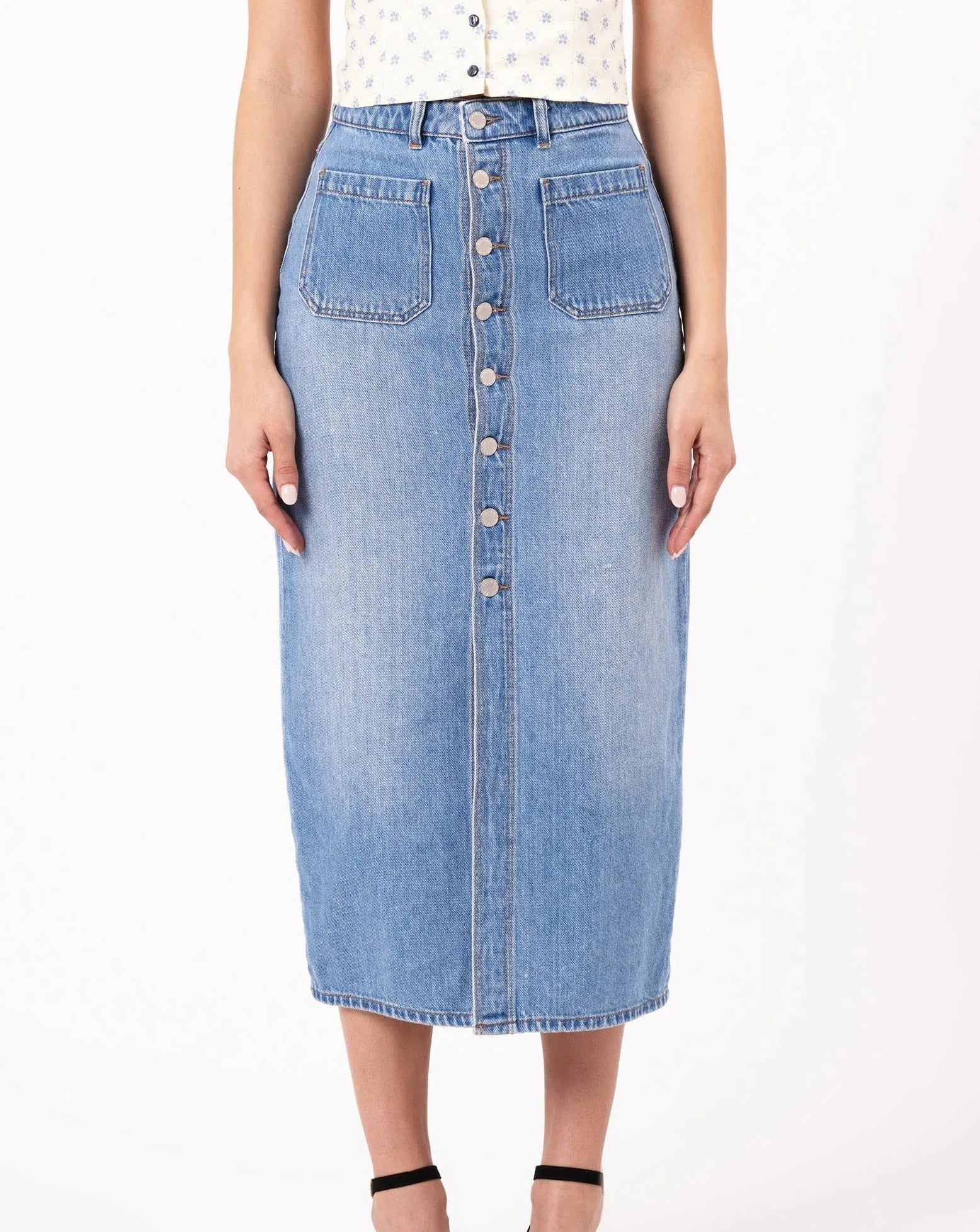 Sailor Skirt in Mid Vintage Blue leather skirt durable