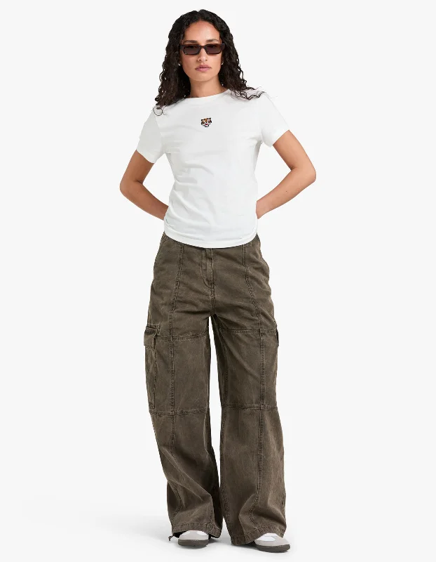 Dyed Canvas Cargo Pants - Taupe Slim-Fit Leggings