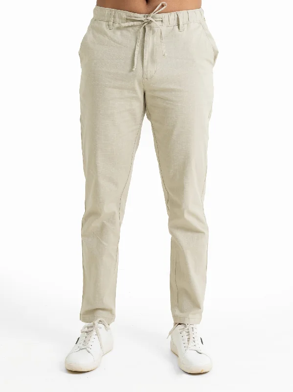 DEEDAT TUSCAN HUES Slim Fit Casual Pant - Beige Formal Dress Pants