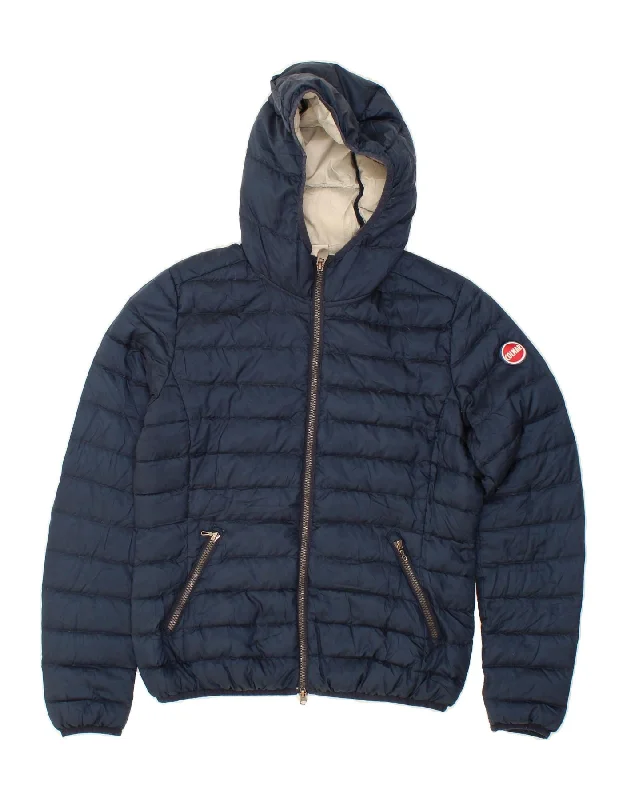 COLMAR Womens Hooded Padded Jacket IT 48 XL Navy Blue Polyester Notch Collar Jacket Peter Pan Collar Jacket Cowl Neck Jacket COLMAR Womens Hooded Padded Jacket IT 48 XL Navy Blue Polyester Notch Collar Jacket Peter Pan Collar Jacket Cowl Neck Jacket