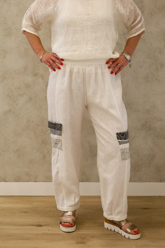 Mabel Pant in White Sleek Black Pants
