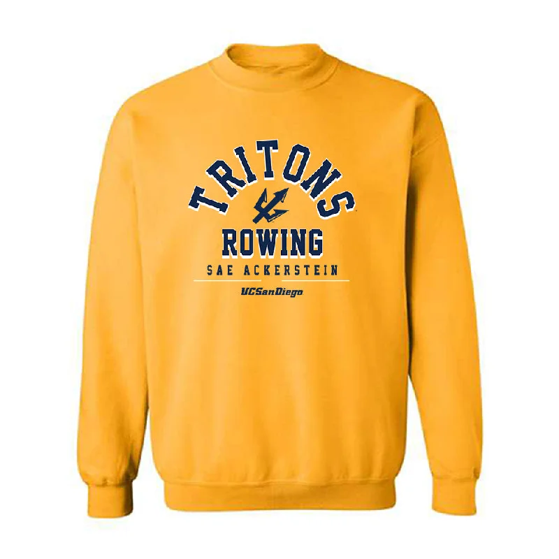 UCSD - NCAA Women's Rowing : Sae Ackerstein - Classic Fashion Shersey Crewneck Sweatshirt Hoodie with Full-Zip Functional Layering UCSD - NCAA Women's Rowing : Sae Ackerstein - Classic Fashion Shersey Crewneck Sweatshirt Hoodie with Full-Zip Functional Layering