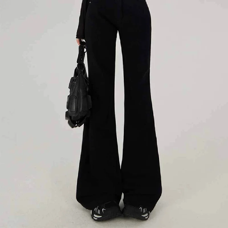 High Waist Flared Solid Color Pants Comfy Athletic Pants