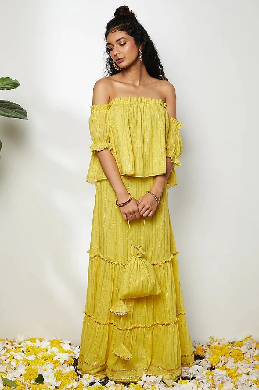 Yellow Layered Skirt Set boho skirt vibe