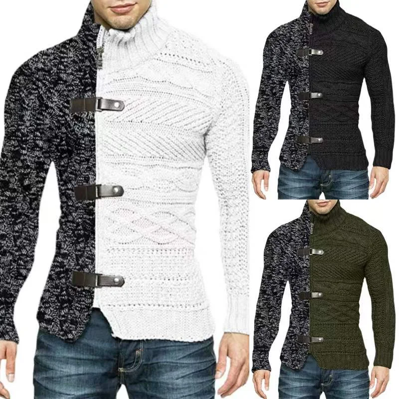 Wholesale color matching leather buckle long sleeve knitted sweater(ML8115) Lace Blend Ribbed Blend Corduroy Blend Wholesale color matching leather buckle long sleeve knitted sweater(ML8115) Lace Blend Ribbed Blend Corduroy Blend