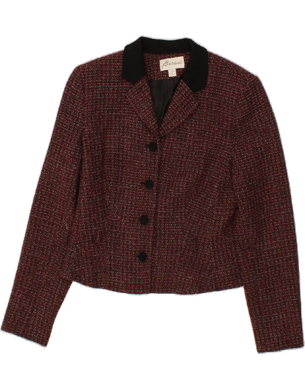 VINTAGE Womens 4 Button Blazer Jacket US 6 Medium Maroon Check Wool Fitted Jacket Loose Jacket Oversized Jacket VINTAGE Womens 4 Button Blazer Jacket US 6 Medium Maroon Check Wool Fitted Jacket Loose Jacket Oversized Jacket