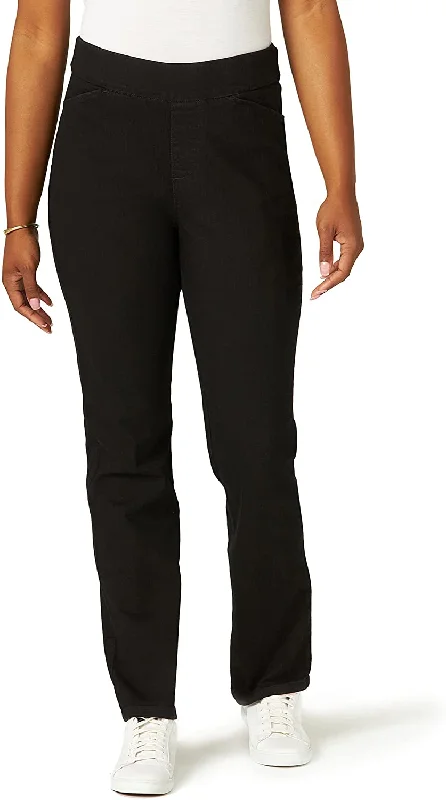 Chic Classic Collection Women's Easy-fit Elastic-Waist Pant Chic Faux Leather Pants