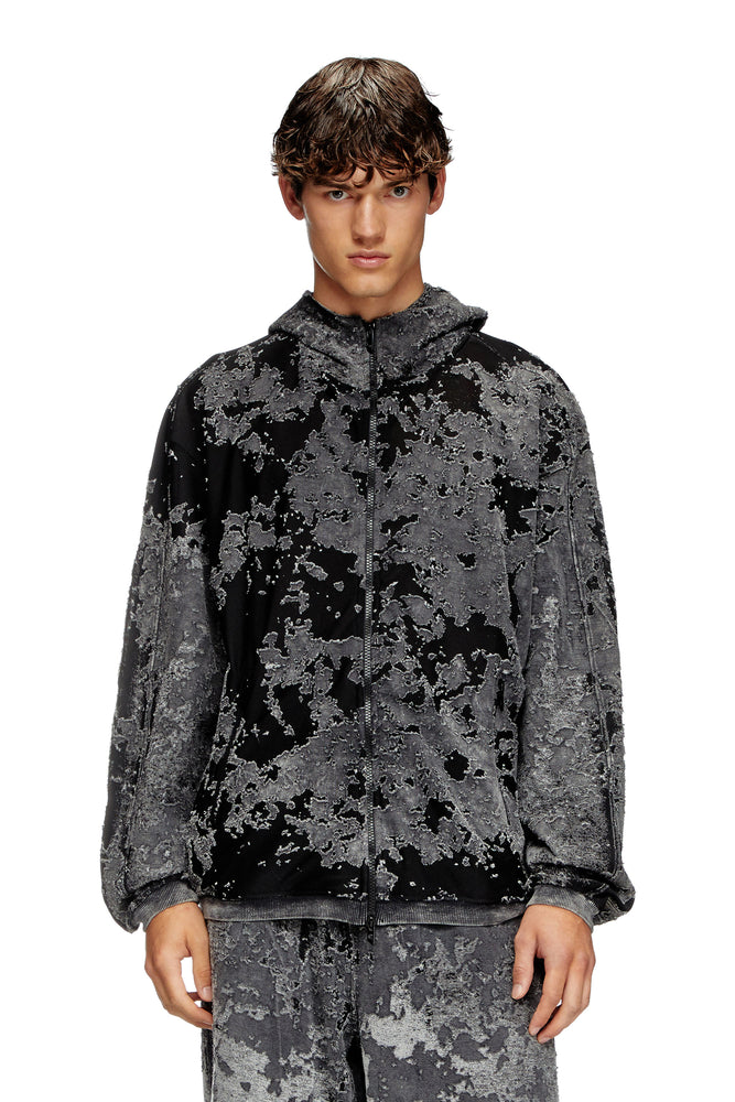 Burnout Hoodie With Camo Effect Hoodie with Turtle Neck Cozy Winter