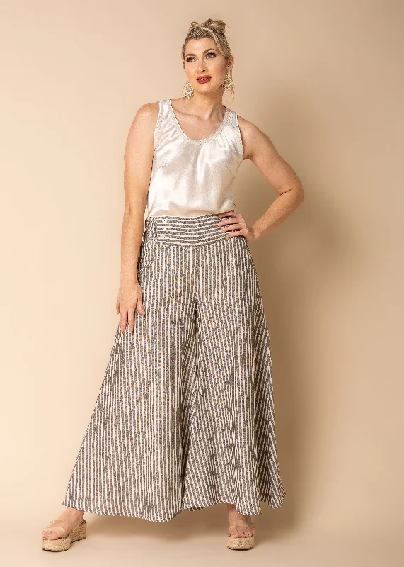 Estella Linen Blend Pants in Khaki Cozy Fitted Pants