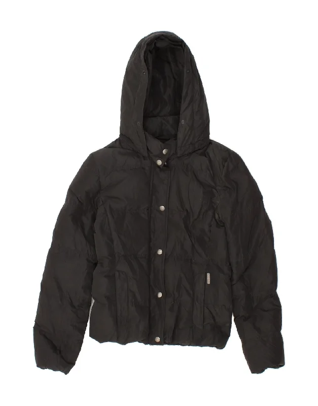 WOOLRICH Womens Hooded Padded Jacket UK 6 XS Black Nylon Snapped Jacket Toggled Jacket Drawstring Jacket WOOLRICH Womens Hooded Padded Jacket UK 6 XS Black Nylon Snapped Jacket Toggled Jacket Drawstring Jacket
