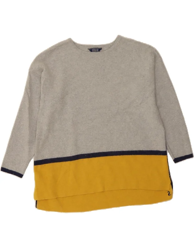 JOULES Womens Boat Neck Jumper Sweater UK 16 Large Grey Colourblock Cotton Front Pockets Side Pockets Patch Pockets JOULES Womens Boat Neck Jumper Sweater UK 16 Large Grey Colourblock Cotton Front Pockets Side Pockets Patch Pockets