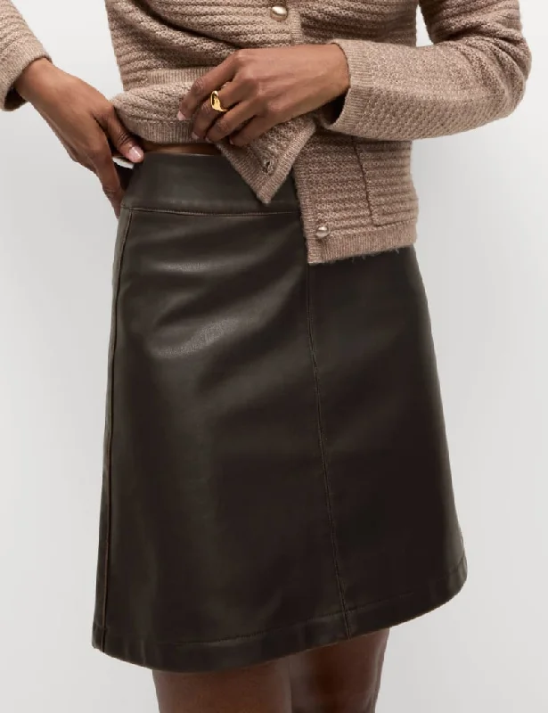 Leather Look Mini A-Line Skirt silk skirt sleek